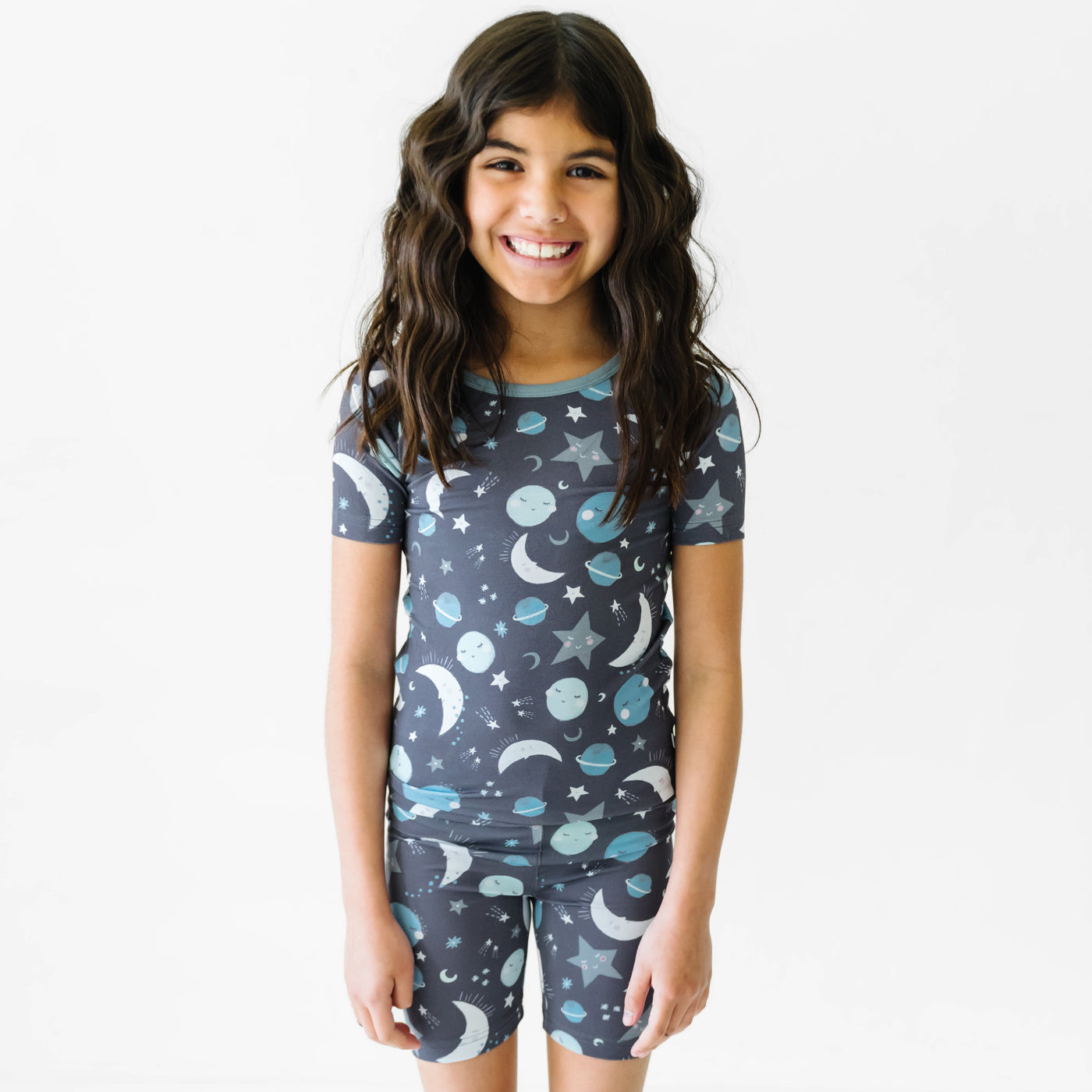 Blue To the Moon & Back Two-Piece Short Sleeve & Shorts Pajama Set - Image 4