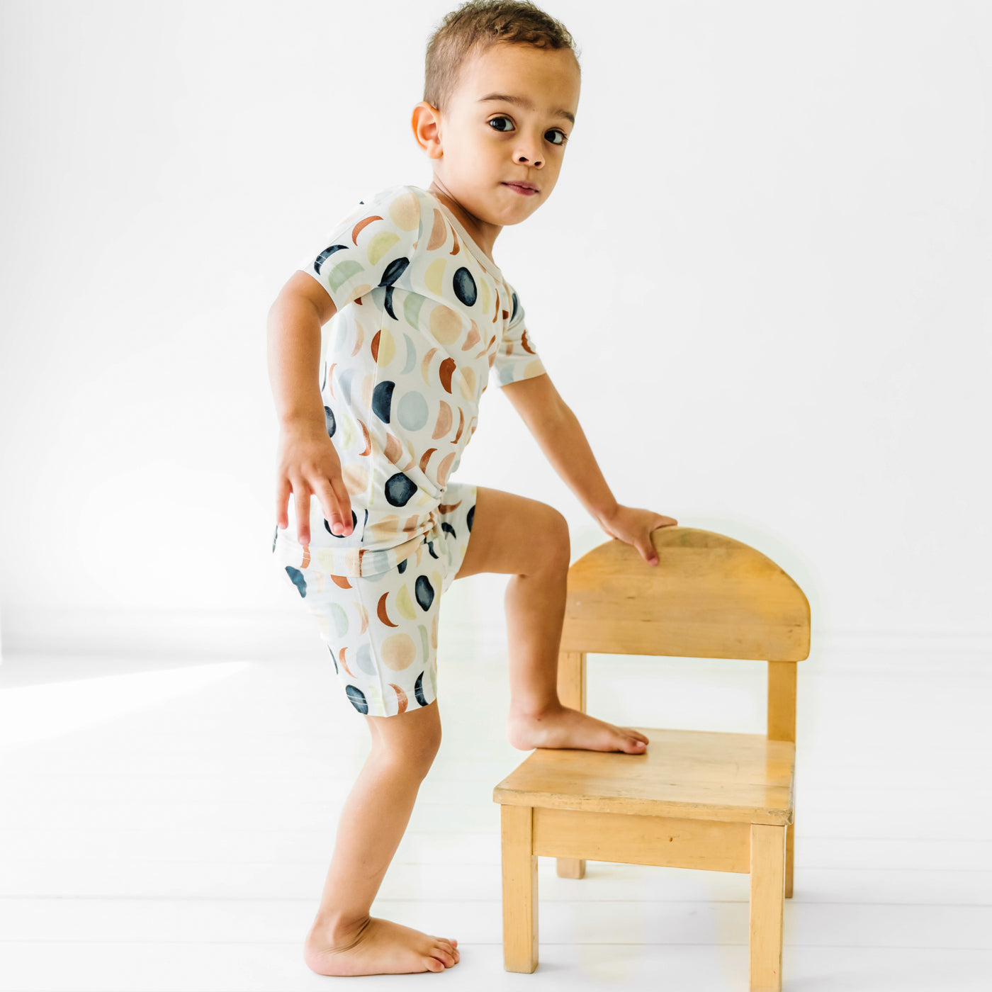 Luna Neutral Two-Piece Short Sleeve & Shorts Pajama Set - Image 2