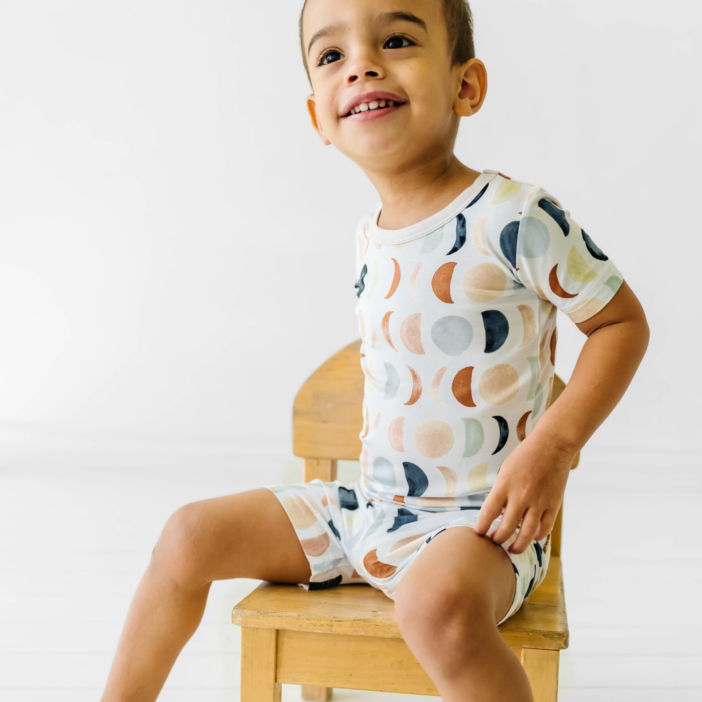 Luna Neutral Two-Piece Short Sleeve & Shorts Pajama Set - Image 3