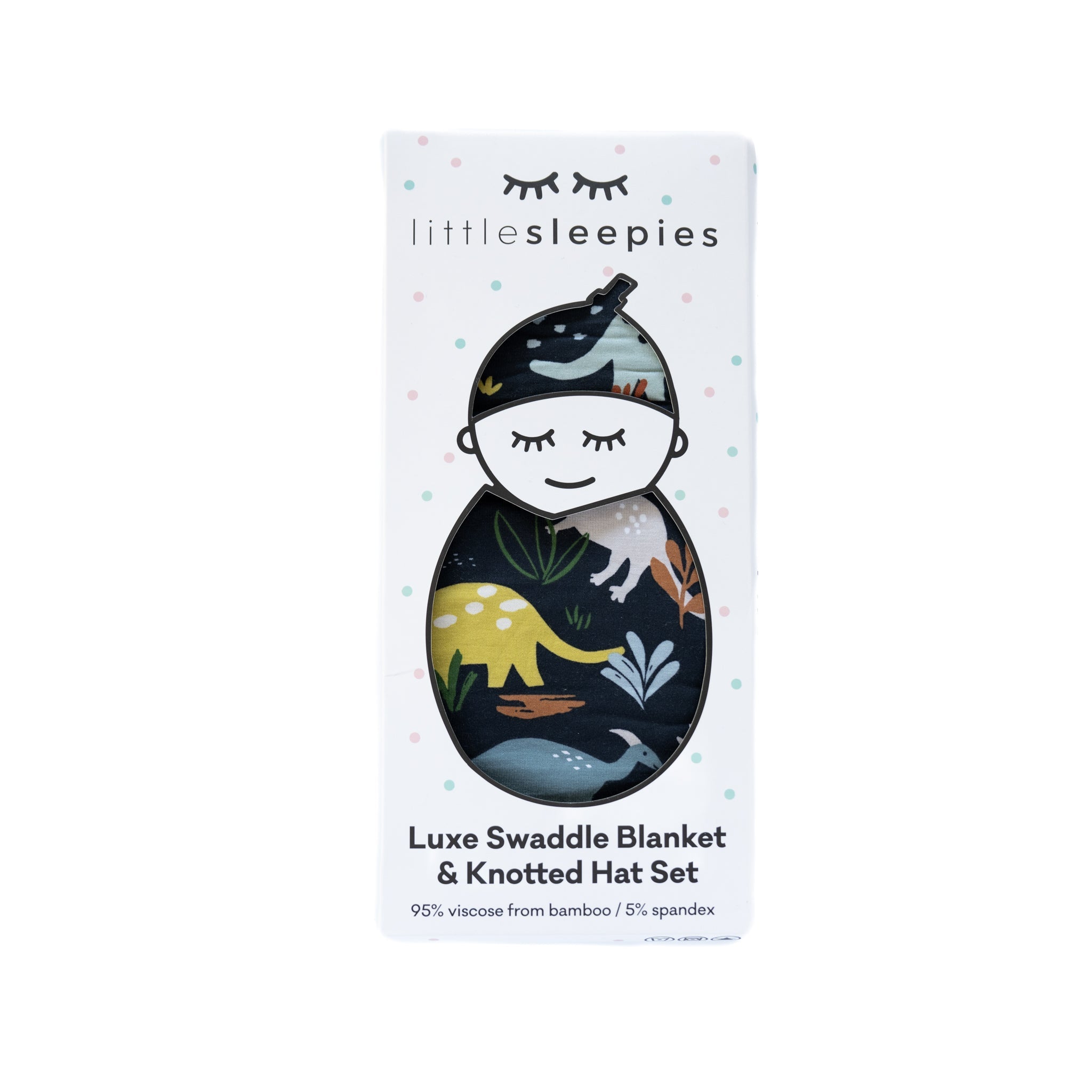 Navy Jurassic Jungle Swaddle + Hat Set - Image 5