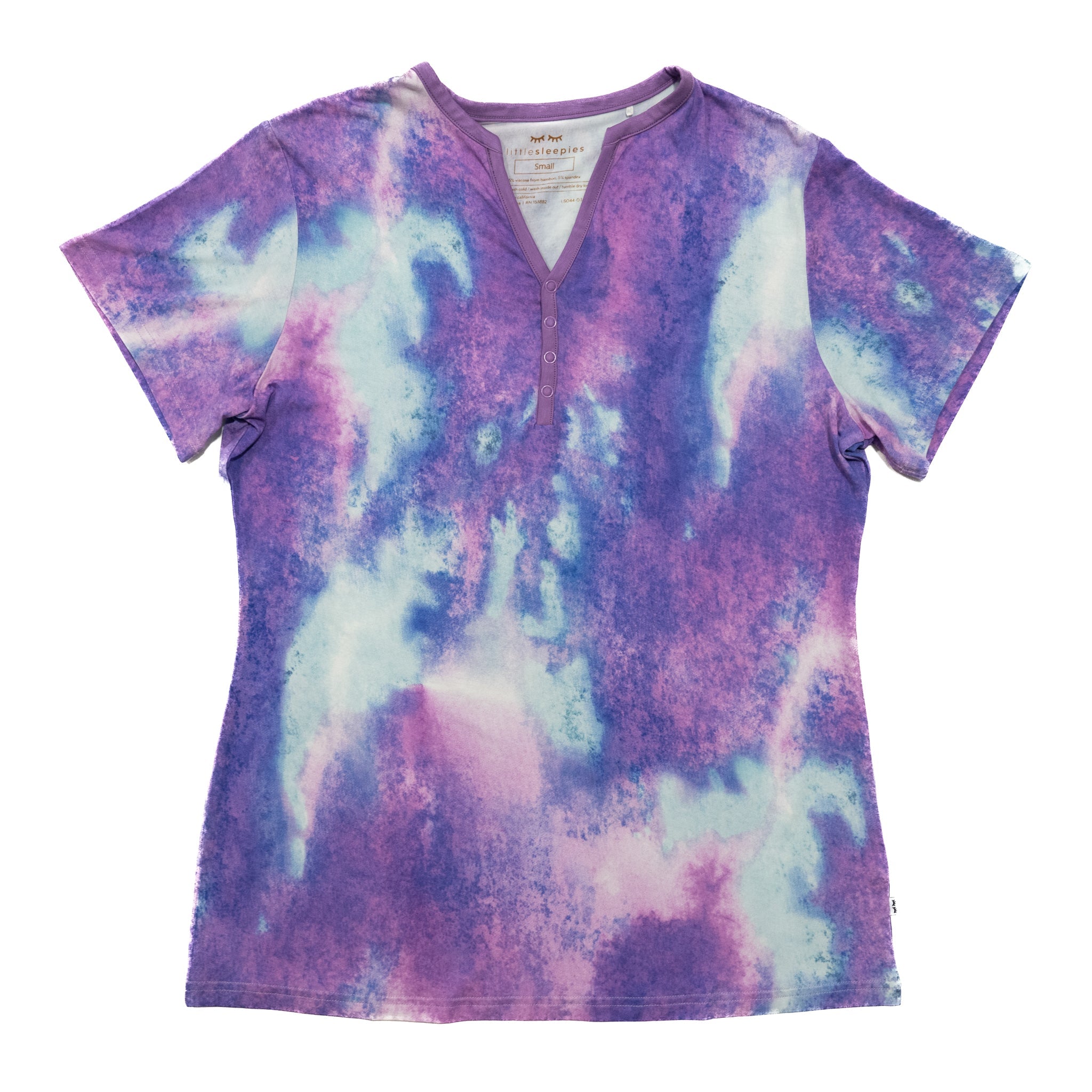 Purple Watercolor Women's Short Sleeve Pajama Top - Image 6