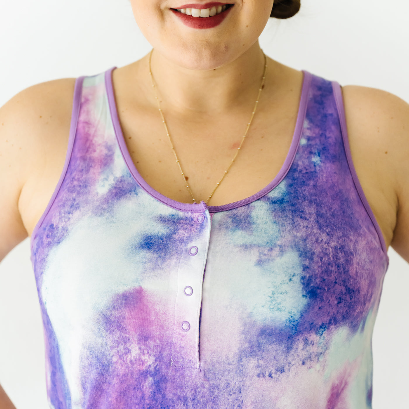 Purple Watercolor Women's Tank Nightgown - Image 2